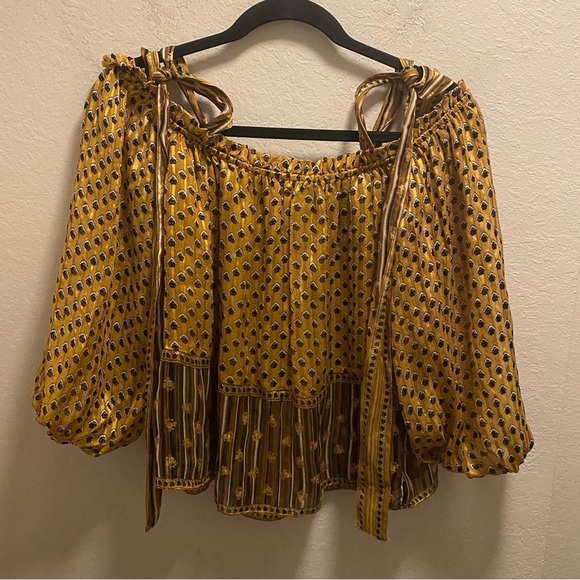 Ulla Johnson Gold Clement Silk Blouse Size 4 - Picture 4 of 12